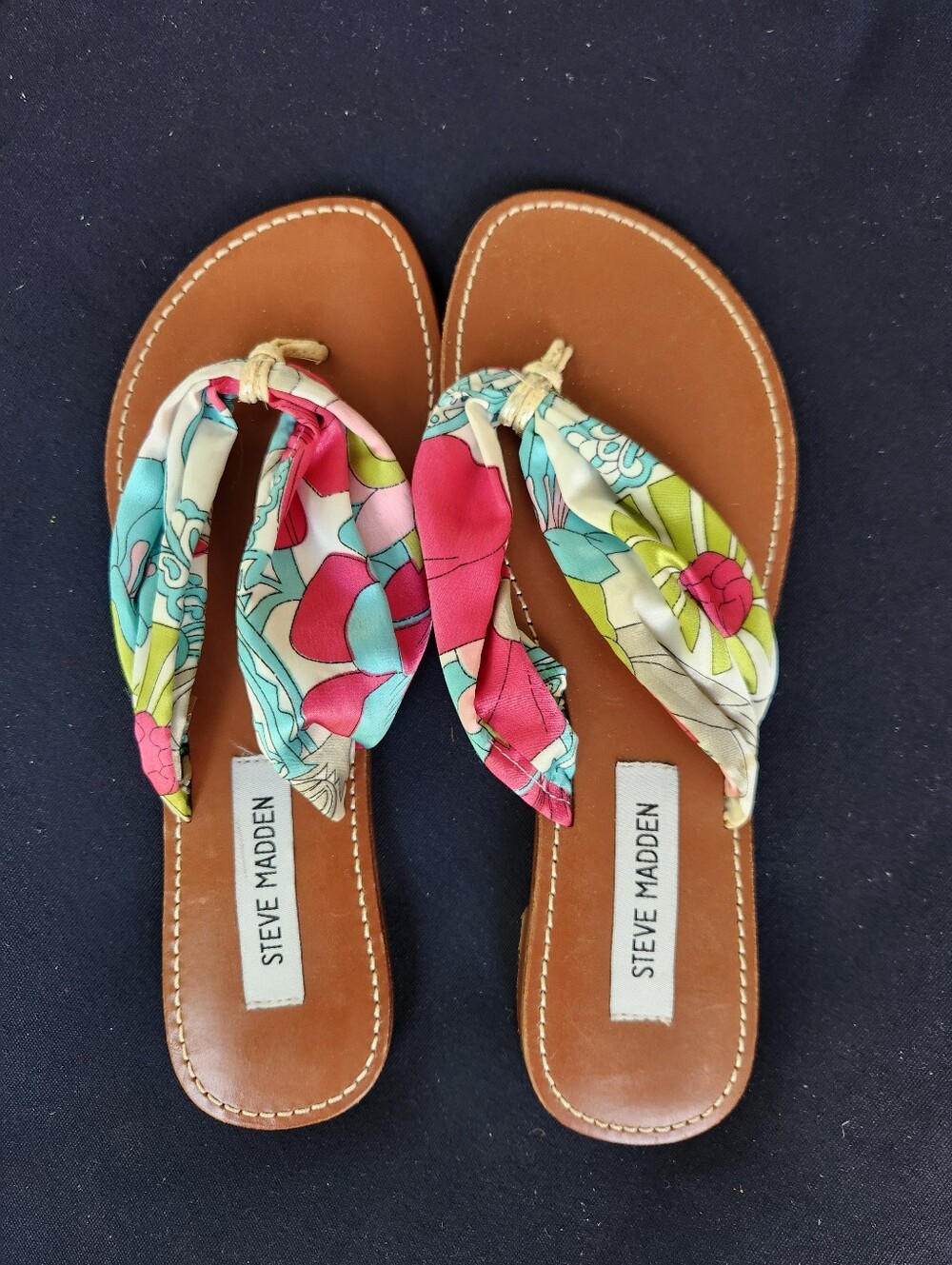 Steve Madden Leather & Satin Flat Sandals